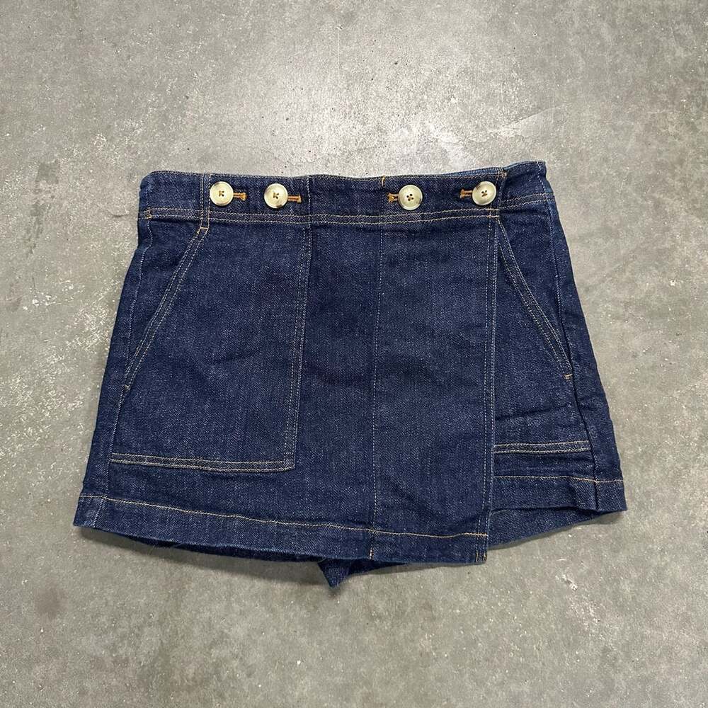 Pilcro Anthropologie Denim Skort Size 27 Button Front Utility Mini Skirt Shorts